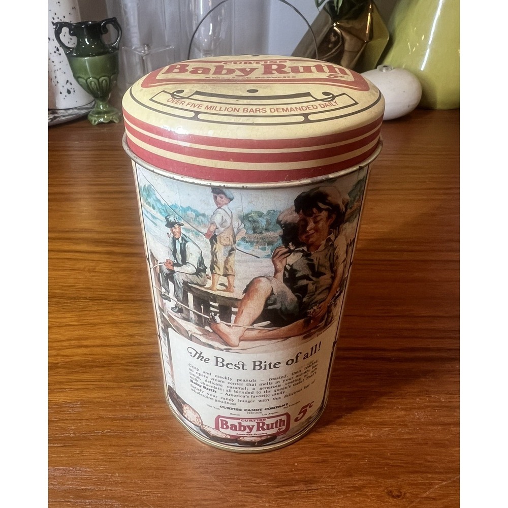 Vintage Baby Ruth Tin Excellent Condition 1986- 3.5 Inches Round x 6 Inches Tall